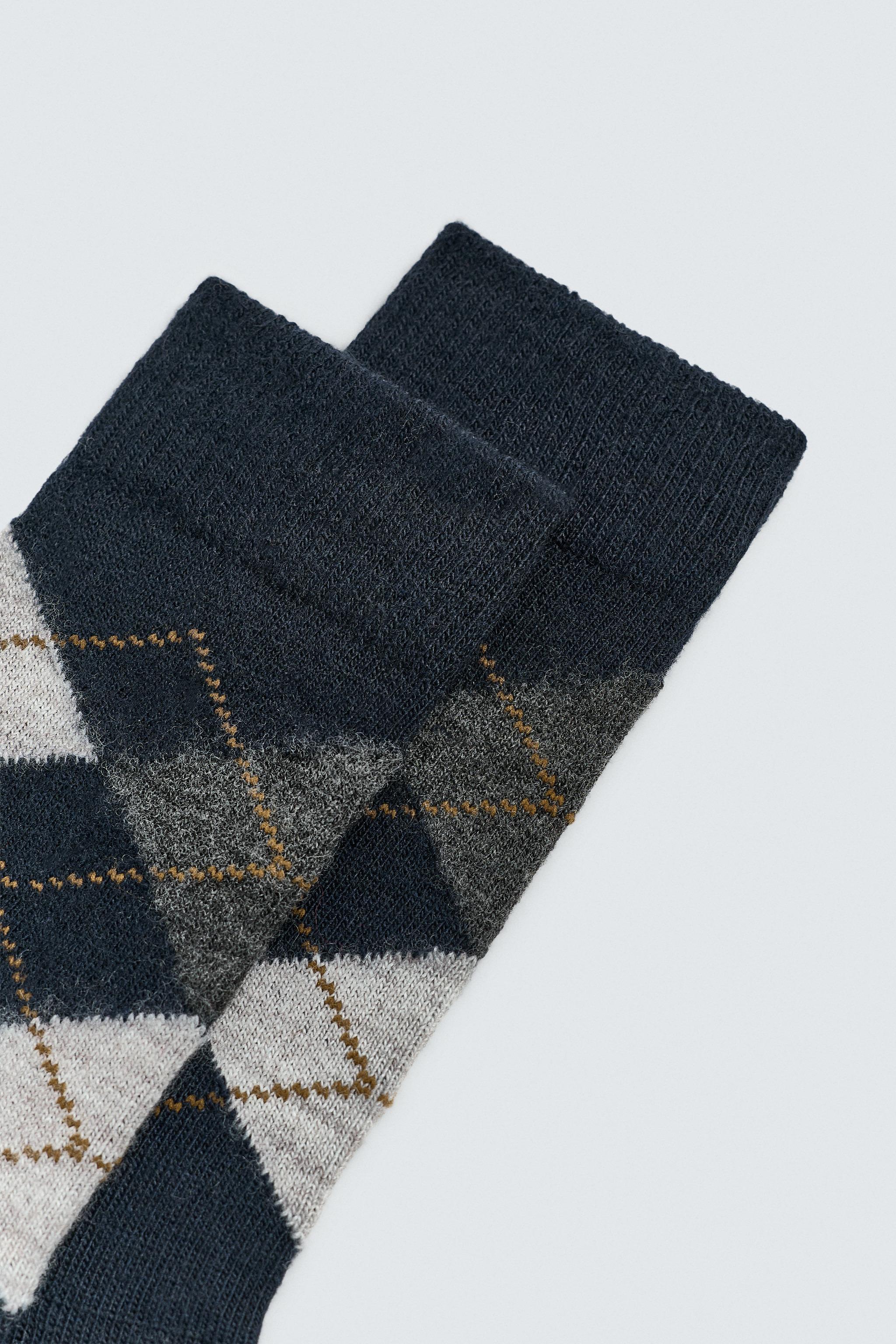 ARGYLE WOOL BLEND SOCKS